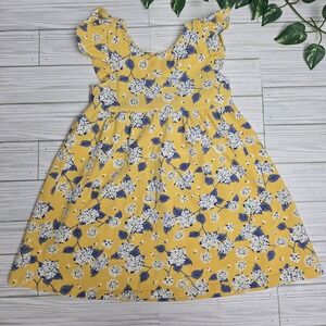 Isaac Mizrahi Girls 3T Yellow Floral Print Dress Ruffle Sleeves Girls